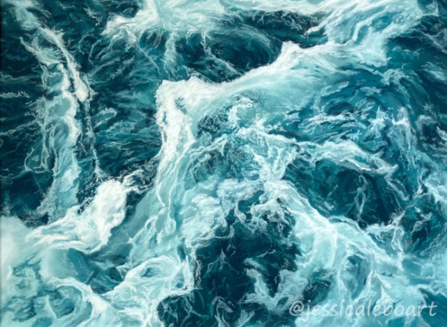 pastel ocean water drawing fine art