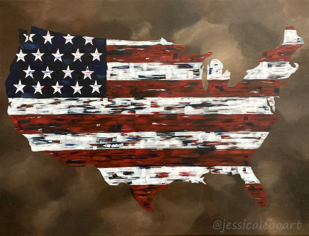 abstract american flag acrylic painting