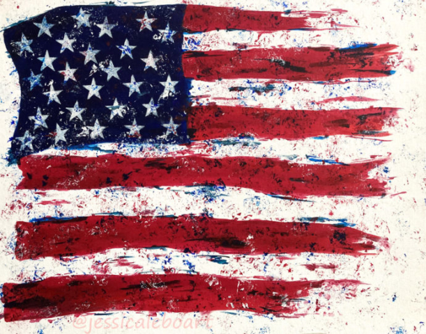 abstract american flag acrylic painting