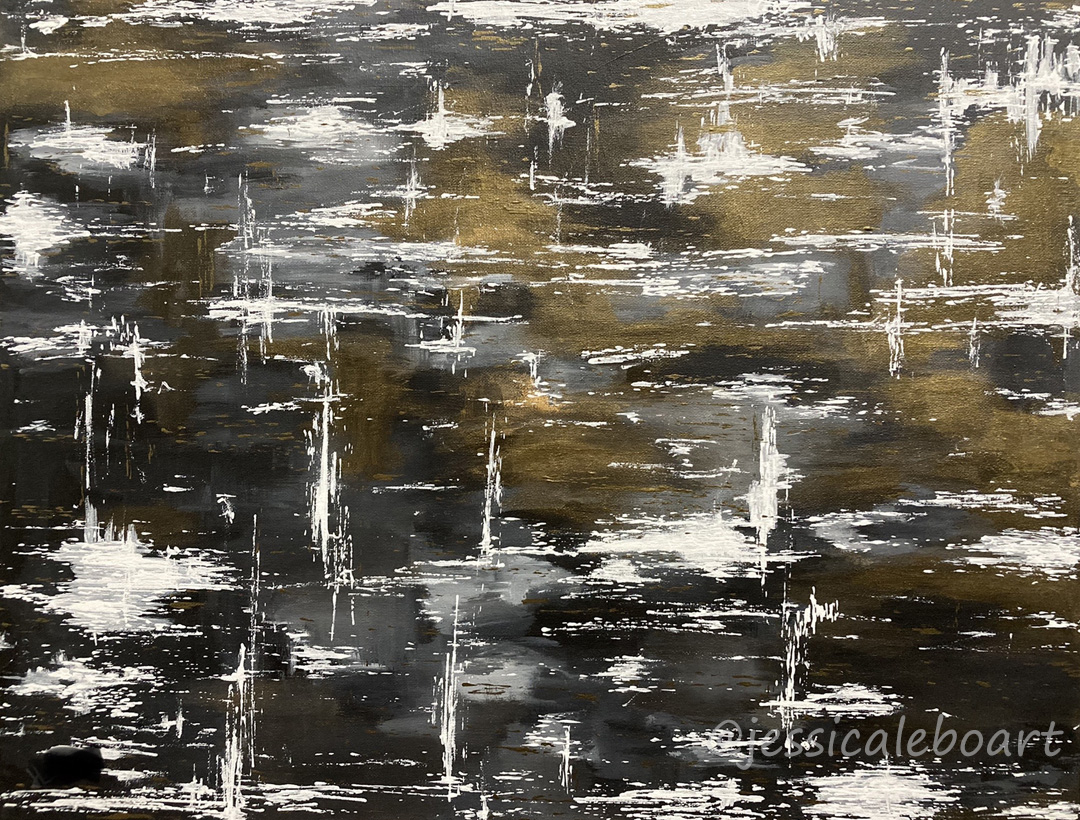 abstract black and gold acrylic painting