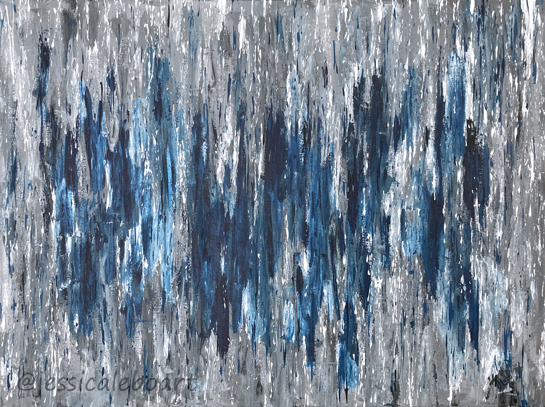 abstract rainfall acrylic painting