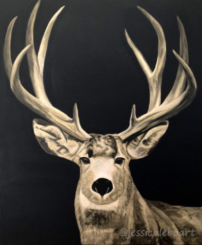 deer gold acrylic paint animal wildlife painting