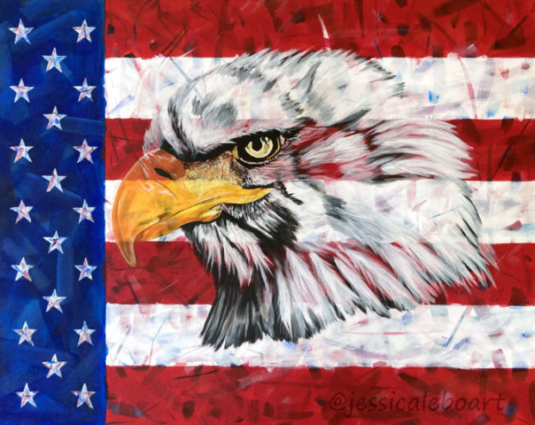 american flag eagle acrylic painting