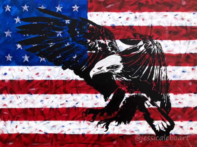 abstract american flag eagle acrylic painting