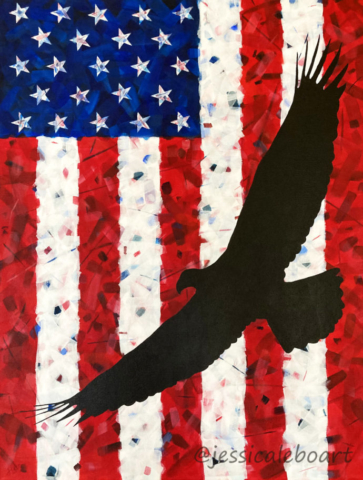 abstract american flag eagle acrylic painting