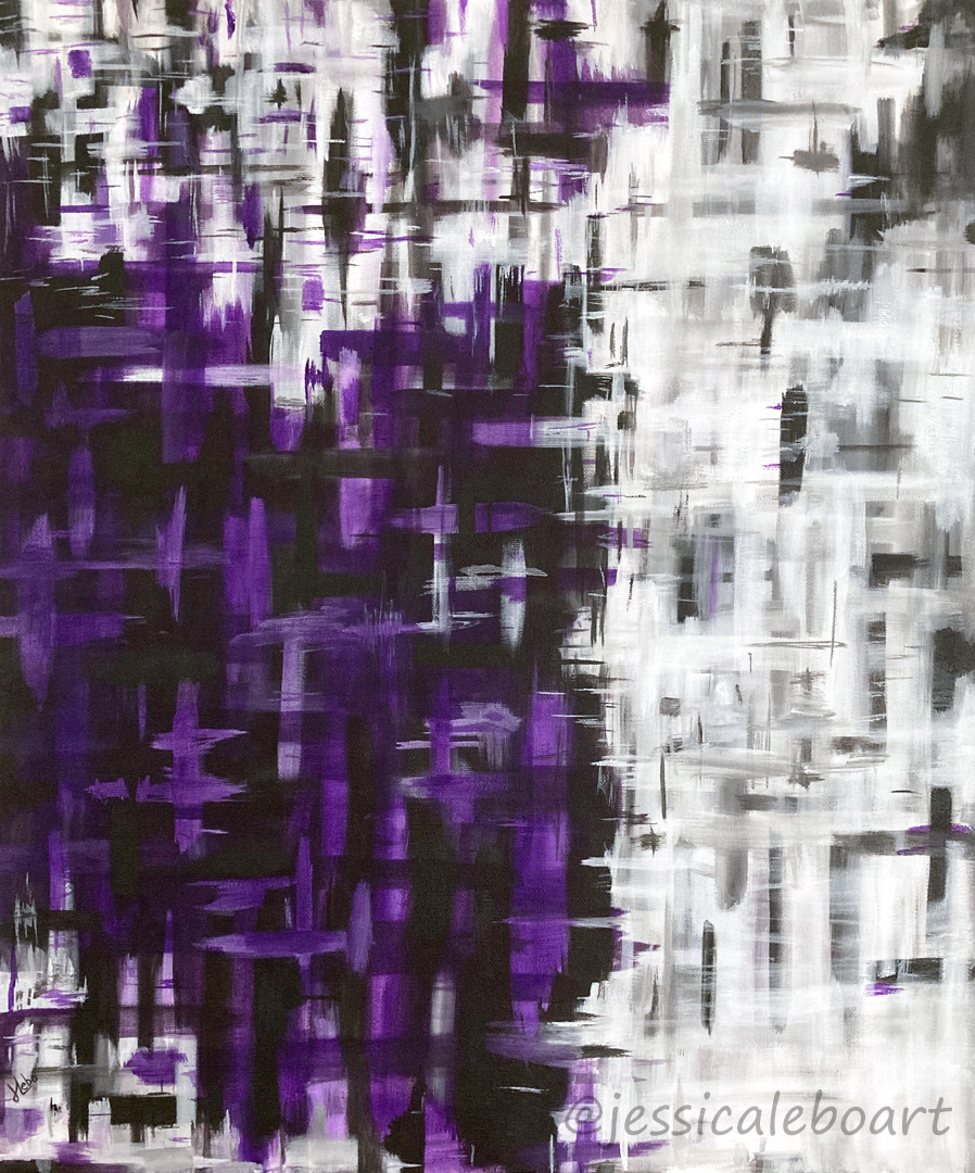 abstract acrylic purple painting