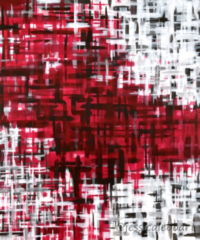 abstract red and black acrylic painting
