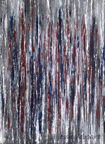 abstract red white and blue acrylic painting
